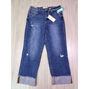 BRIDGE BY GLY High Rise Straight Crop RawHem Distressed Blue Jean  10 Stitch Fix